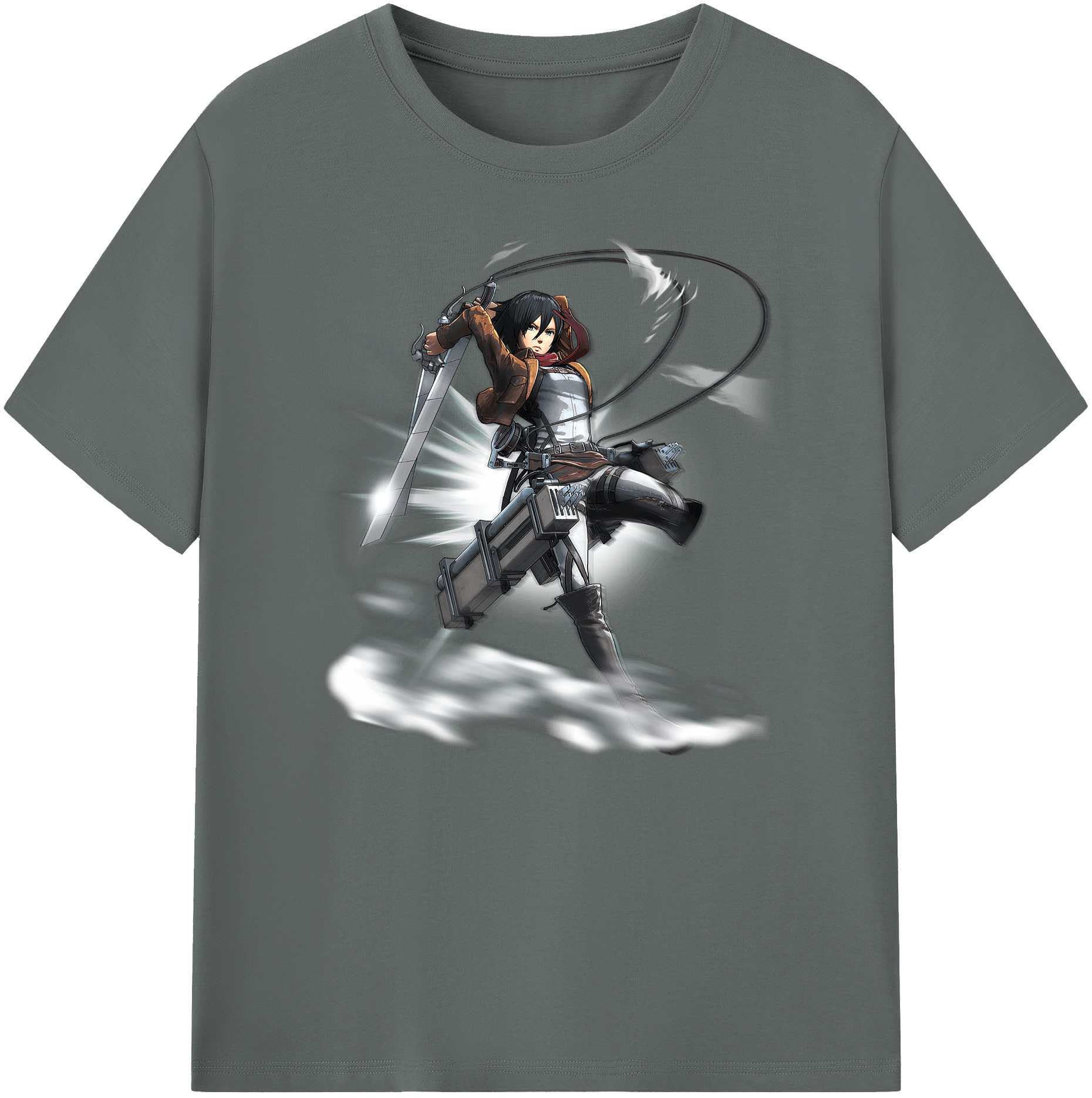 （画像用） 進撃の巨人 ミカサ·アッカーマン Attack on Titan Mikasa Ackerman 綿100％ メンズ半袖Tシャツ｜肌触りやわらか＆通気性
